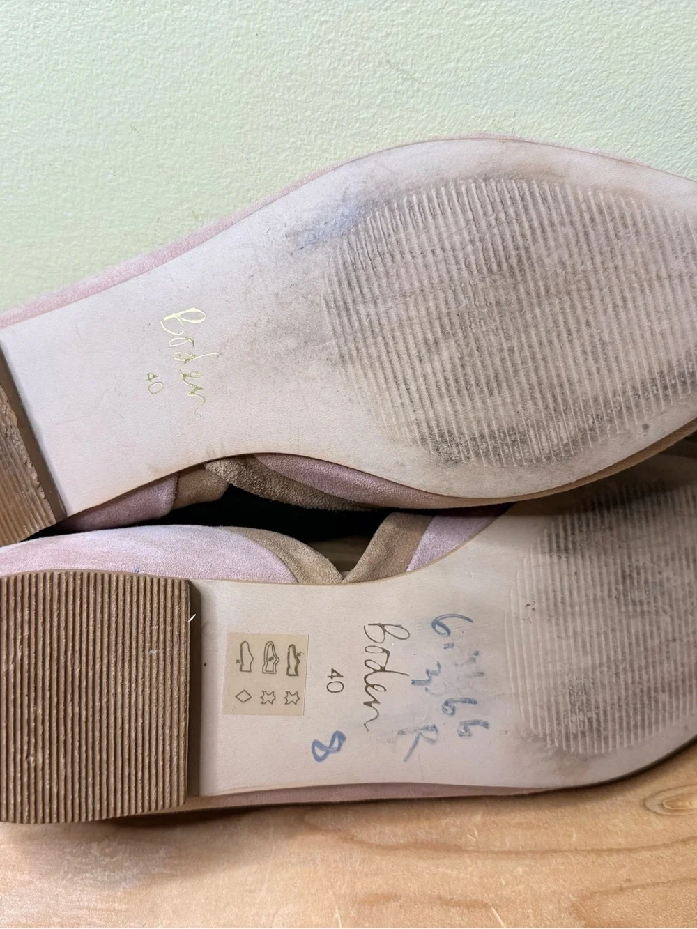 Boden Suede Pointed Toe D'Orsay Slip-On Flats Pink & Tan Women's EU40 / US 9-9.5